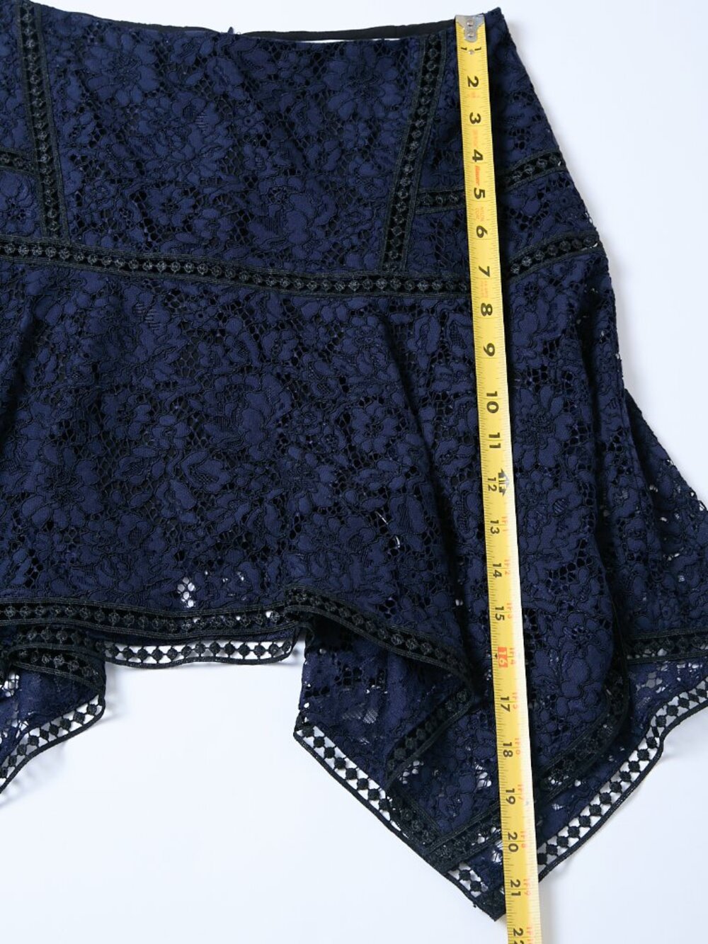 Veronica Beard Aura Floral Lace Asymmetric Handkerchief Skirt Navy XS - Picture 10 of 11